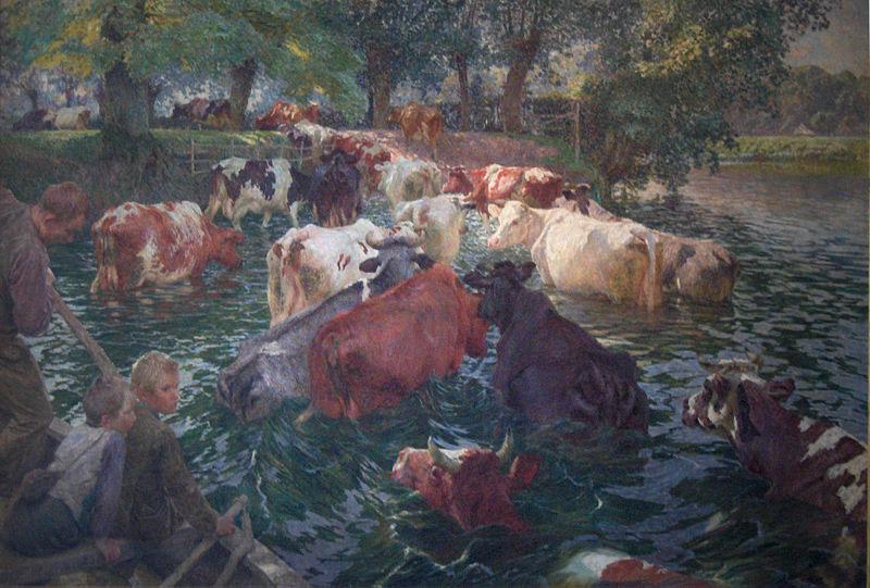 Emile Claus Cows crossing the Lys River oil painting image
